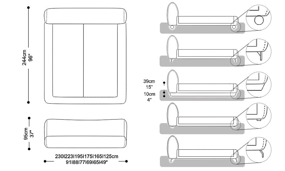 Image of the main dimensions of the product
